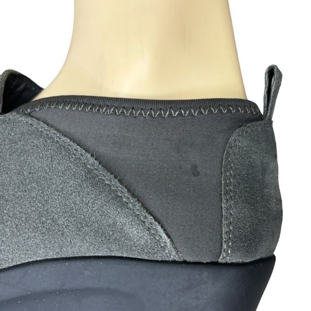Aerosoles Gray Suede Black Accent Slip on Mid Wedge Bootie Womens Size 7 M - Picture 6 of 11